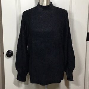 Chico’s Mock-Neck Eyelash Sweater, Black, 3 - NWT!